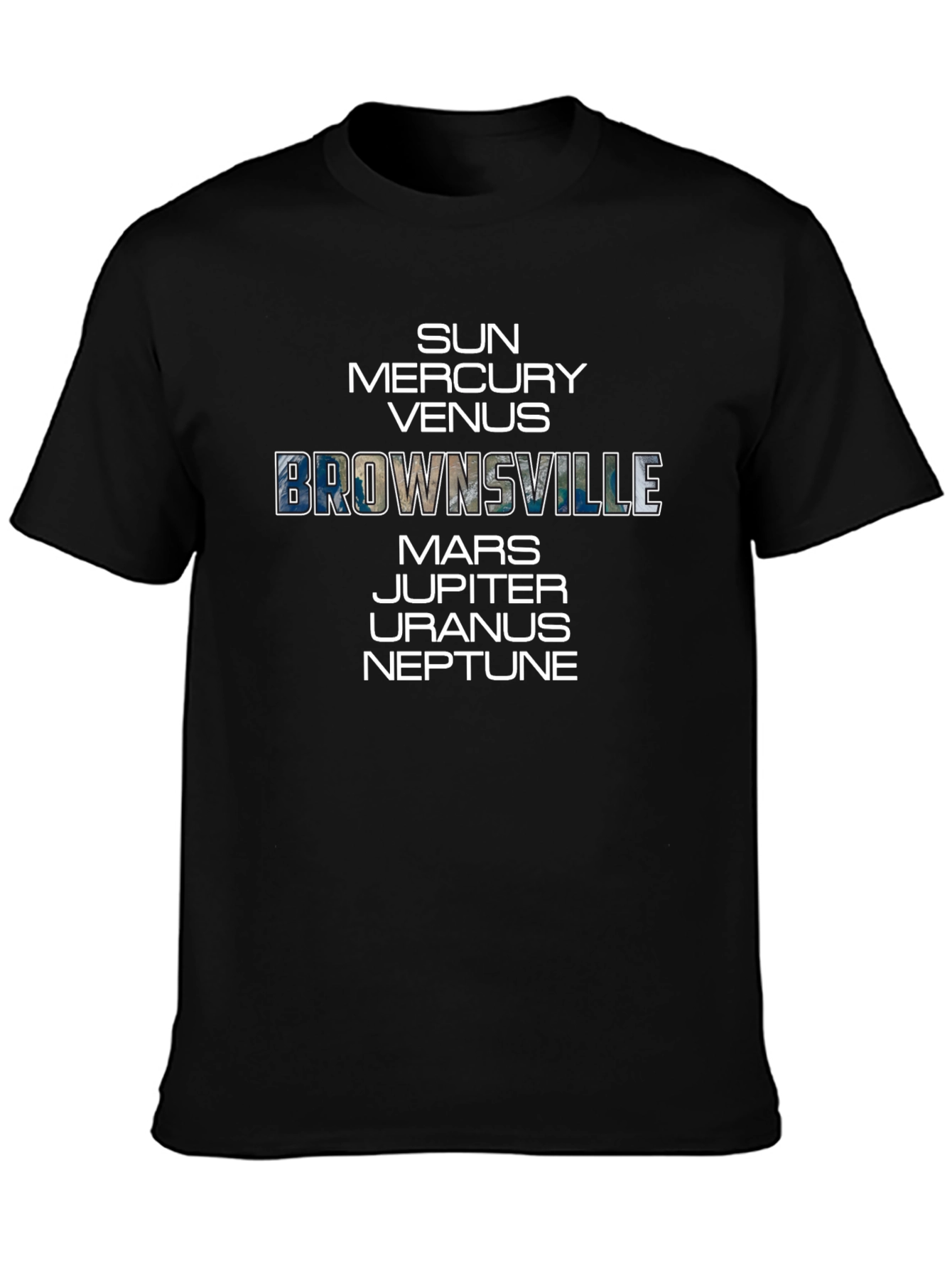 Brownsville Planets Graphic Tee - Black Cotton Blend T-Shirt