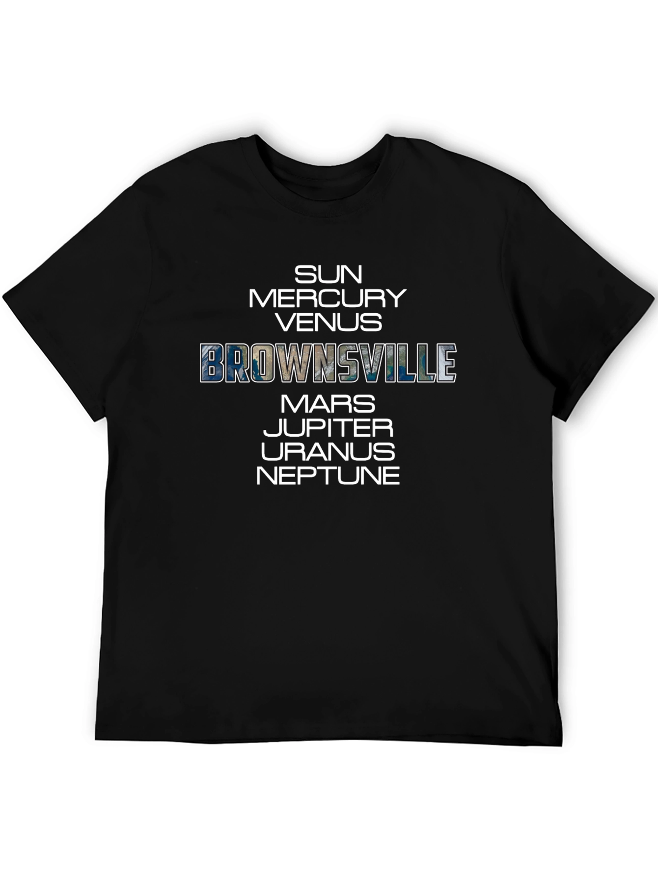 Brownsville Planets Graphic Tee - Black Cotton Blend T-Shirt