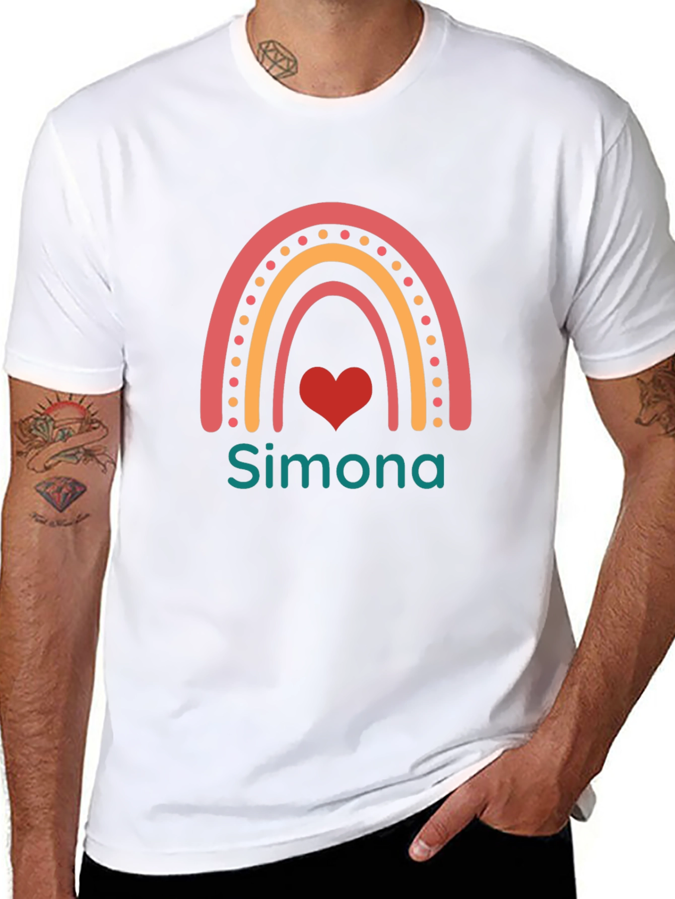 Simona Rainbow Heart Graphic T-Shirt