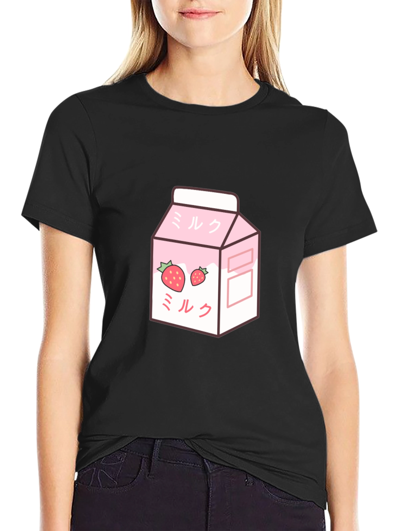Strawberry Milk T-Shirt - Kawaii Style Black Tee