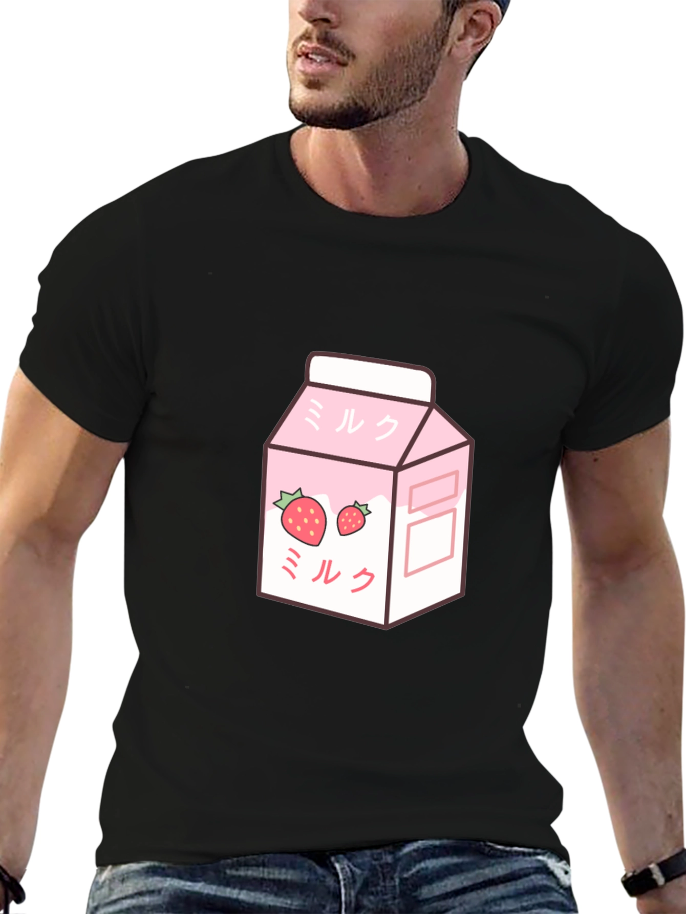 Strawberry Milk T-Shirt - Kawaii Style Black Tee