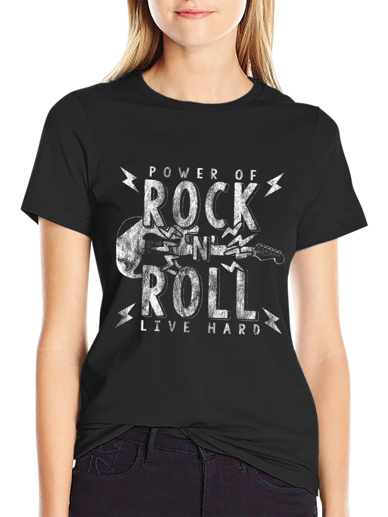 Power of Rock and Roll Black Graphic Tee