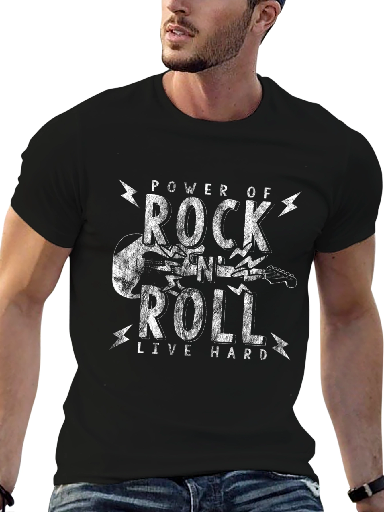 Power of Rock and Roll Black Graphic Tee