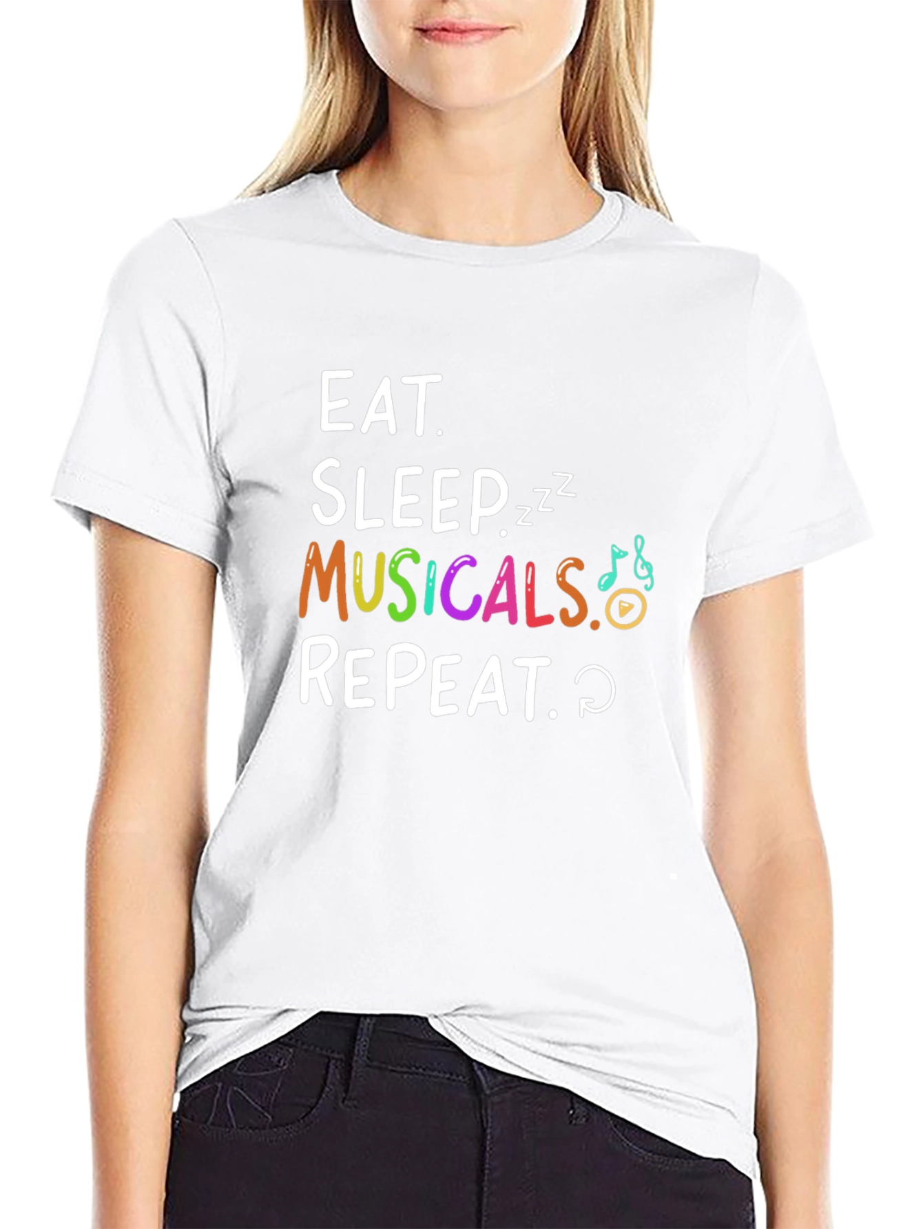 Eat Sleep Musicals Repeat Graphic Tee
