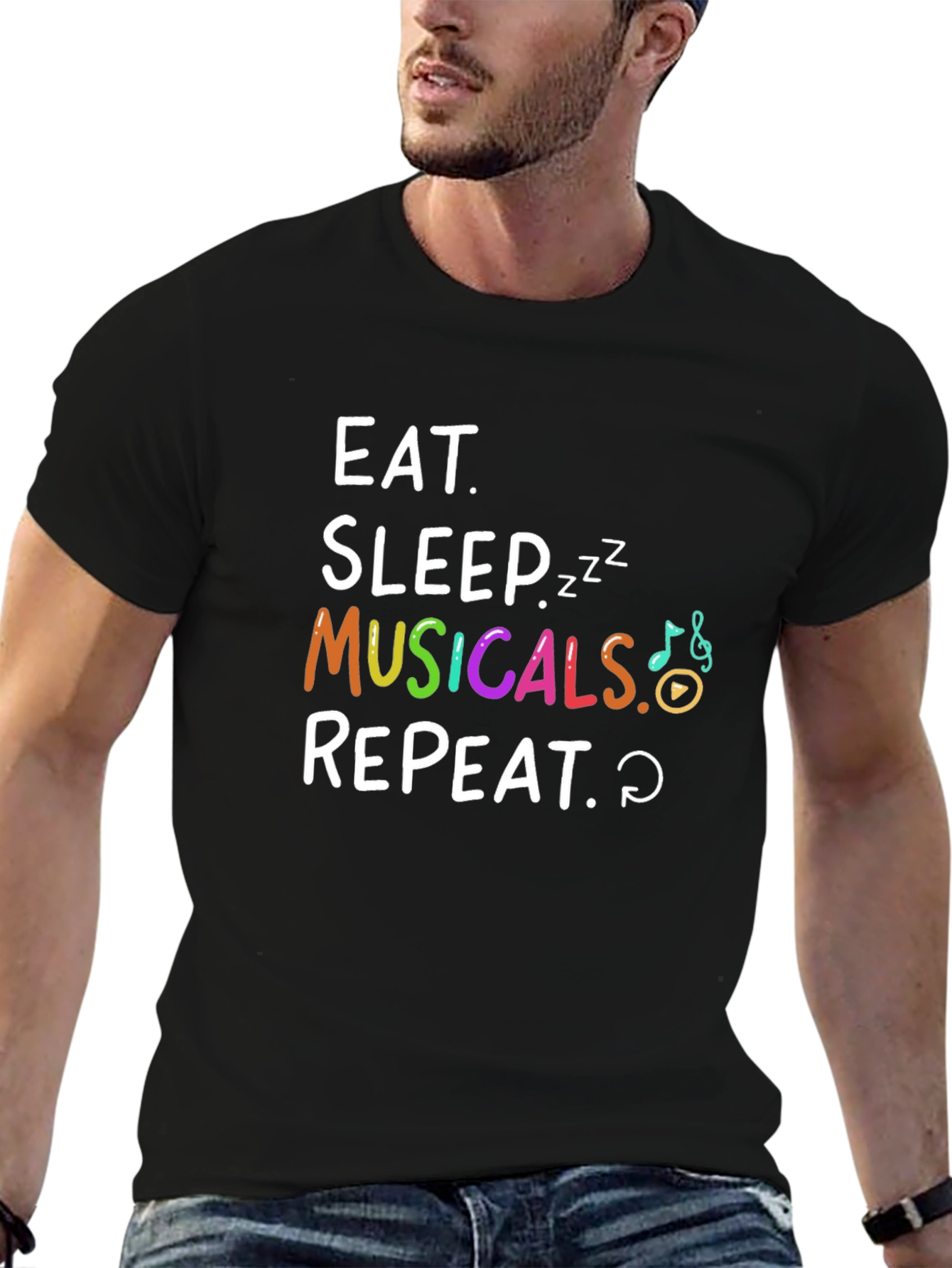 Eat Sleep Musicals Repeat Graphic Tee