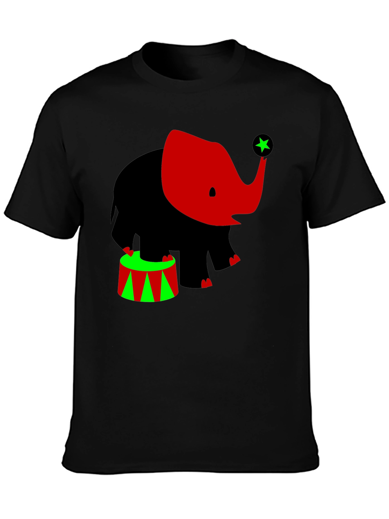 Elephant Circus T-Shirt: Black Tee with Cute Graphic
