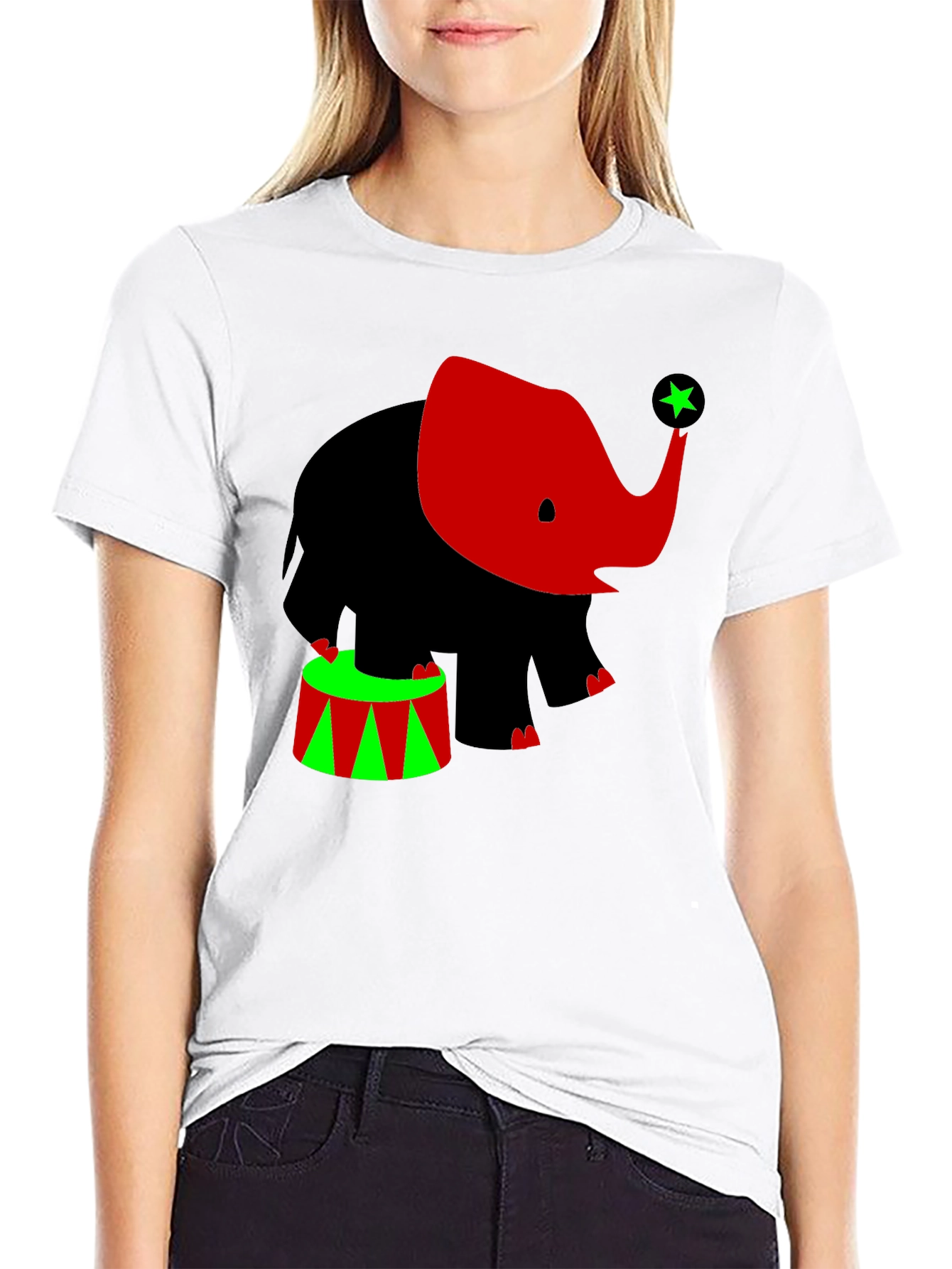 Elephant Circus T-Shirt: Black Tee with Cute Graphic