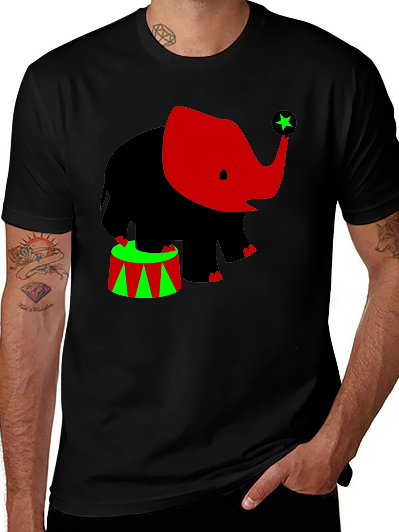 Elephant Circus T-Shirt: Black Tee with Cute Graphic