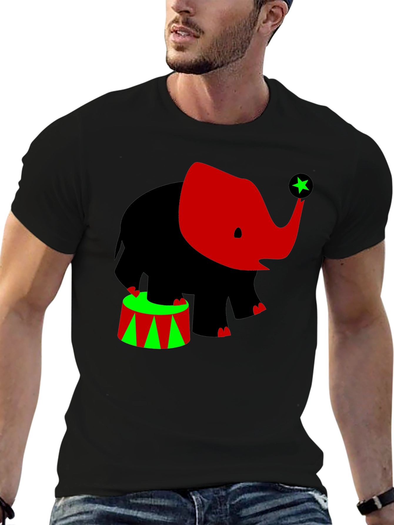 Elephant Circus T-Shirt: Black Tee with Cute Graphic