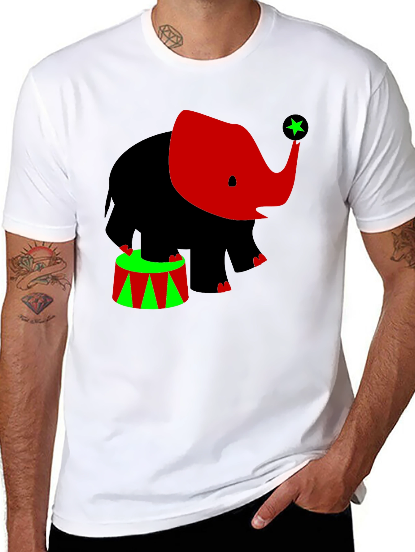 Elephant Circus T-Shirt: Black Tee with Cute Graphic