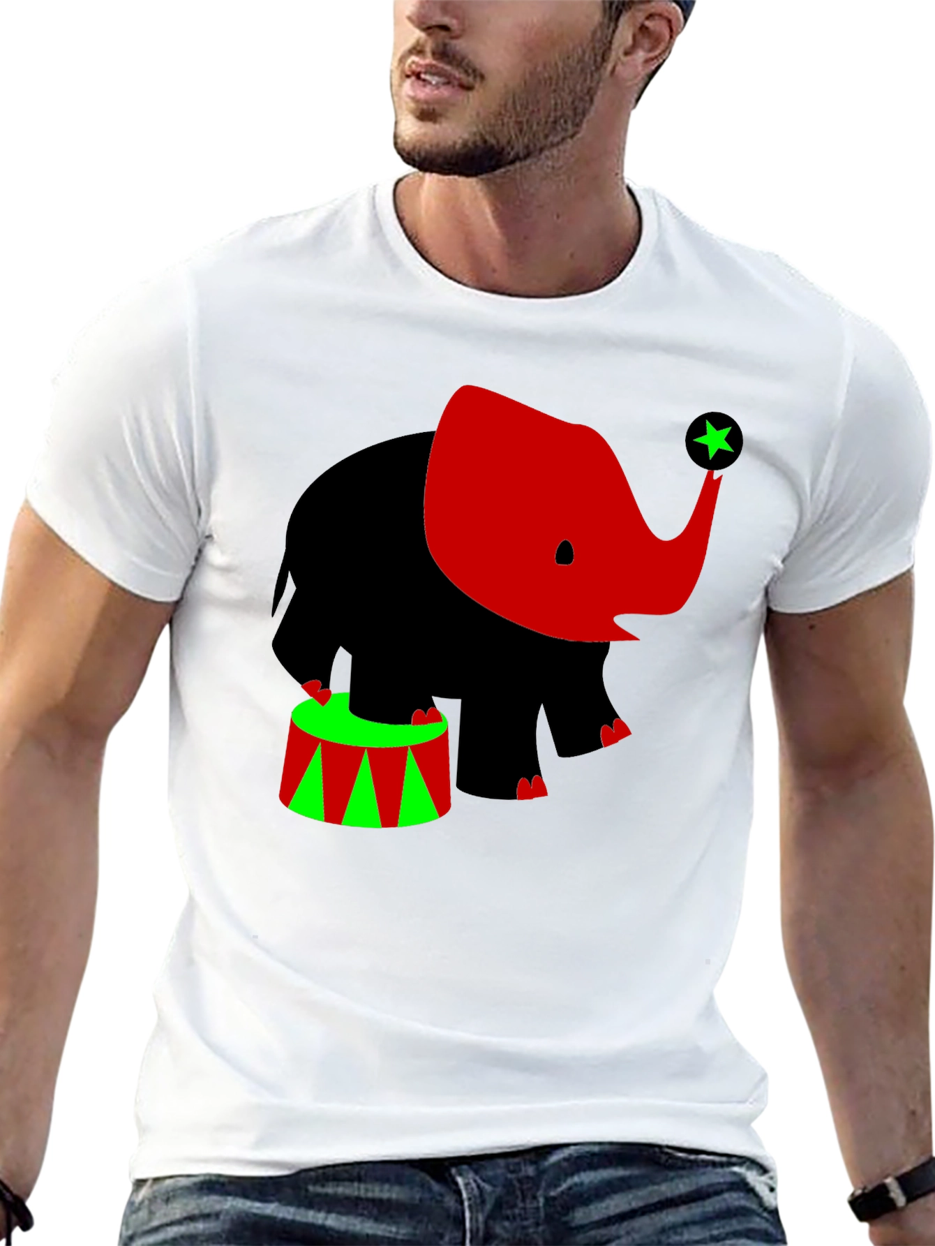 Elephant Circus T-Shirt: Black Tee with Cute Graphic