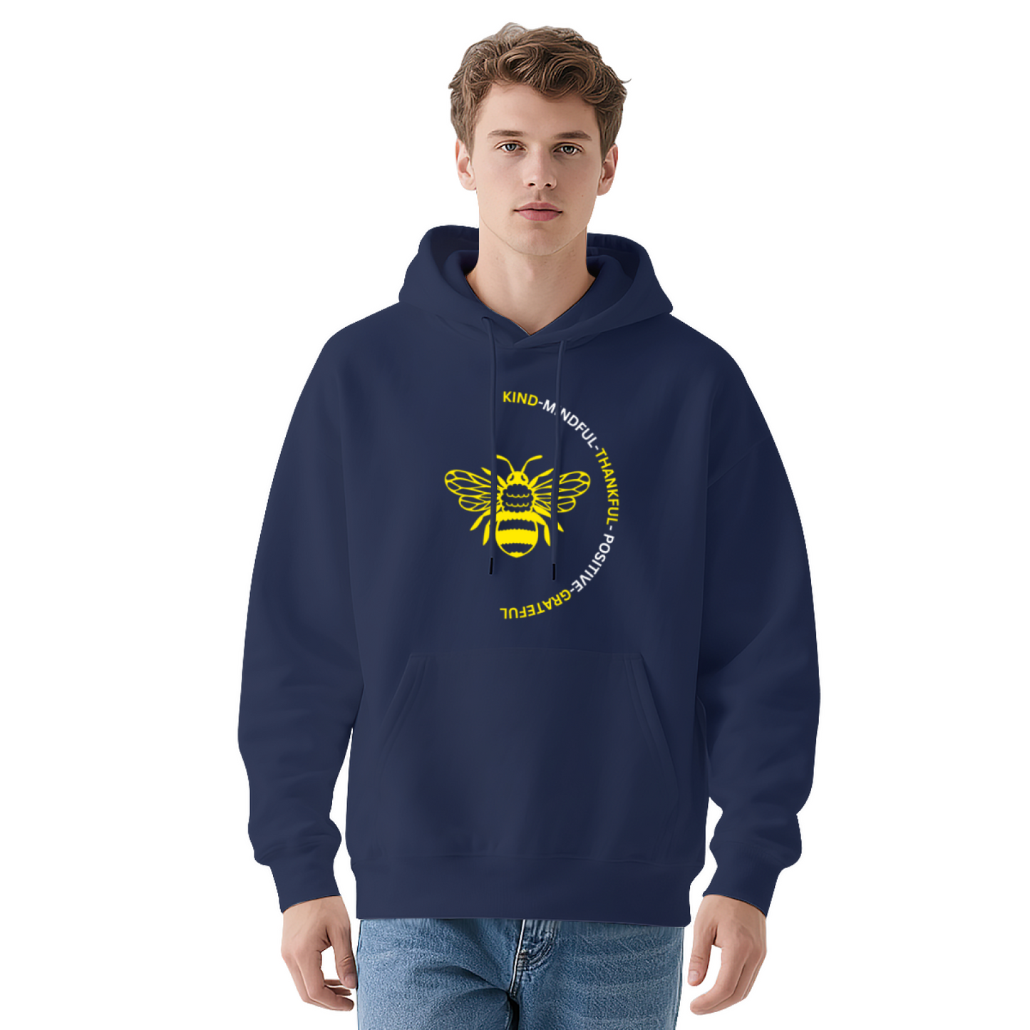 Kind Positive Bee Positive Quote Hoodie, Gentle Cozy Red Sweatshirt