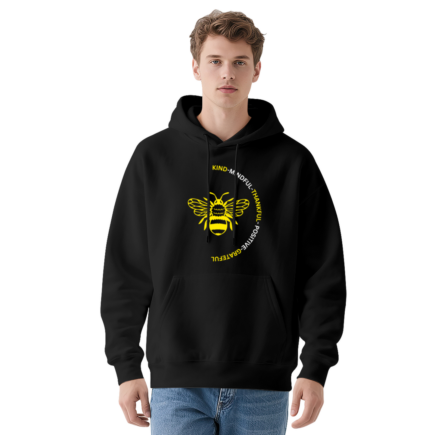 Kind Positive Bee Positive Quote Hoodie, Gentle Cozy Red Sweatshirt