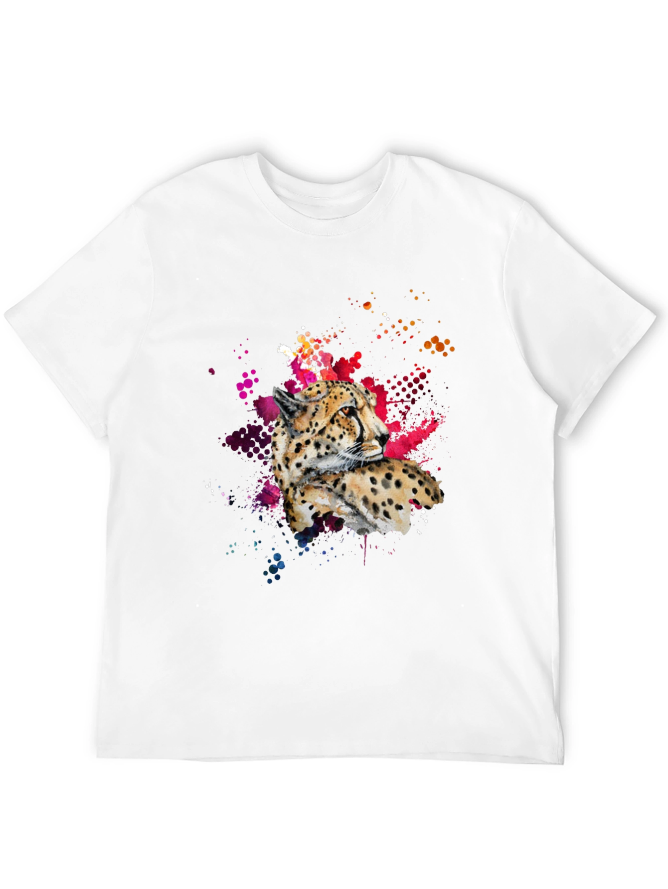 Cheetah Splash Print Black T-Shirt