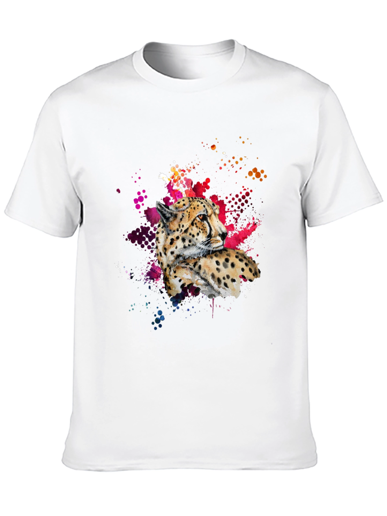 Cheetah Splash Print Black T-Shirt