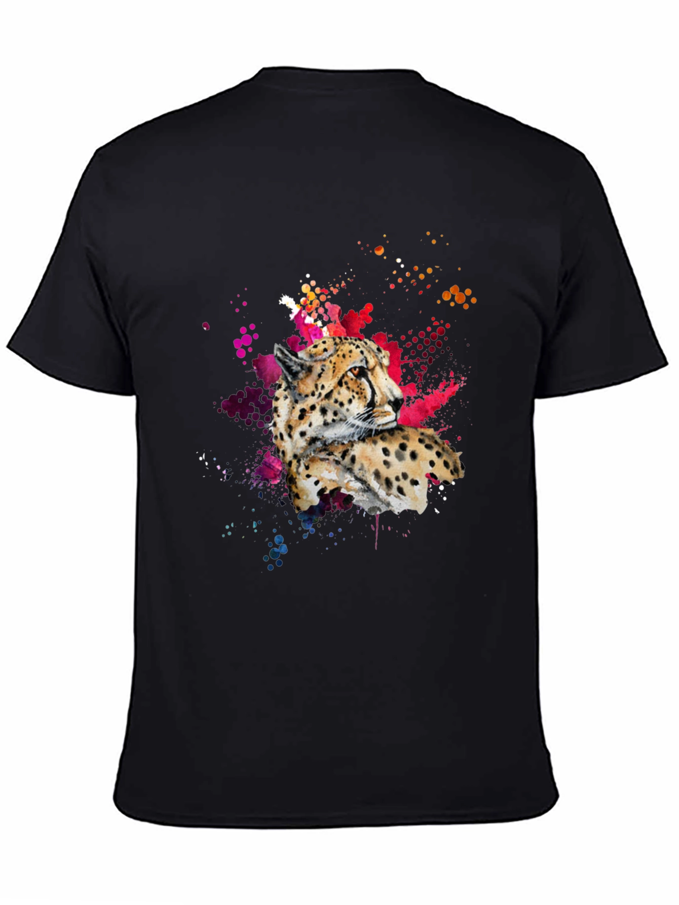 Cheetah Splash Print Black T-Shirt