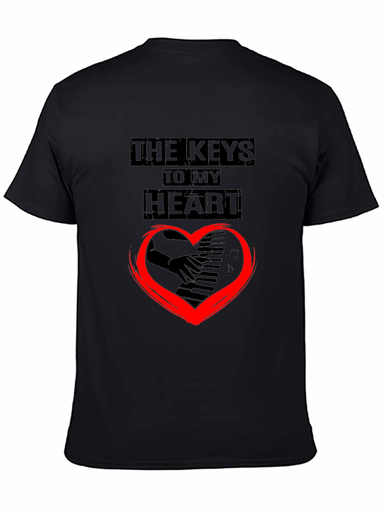 The Keys To My Heart Graphic Black T-Shirt