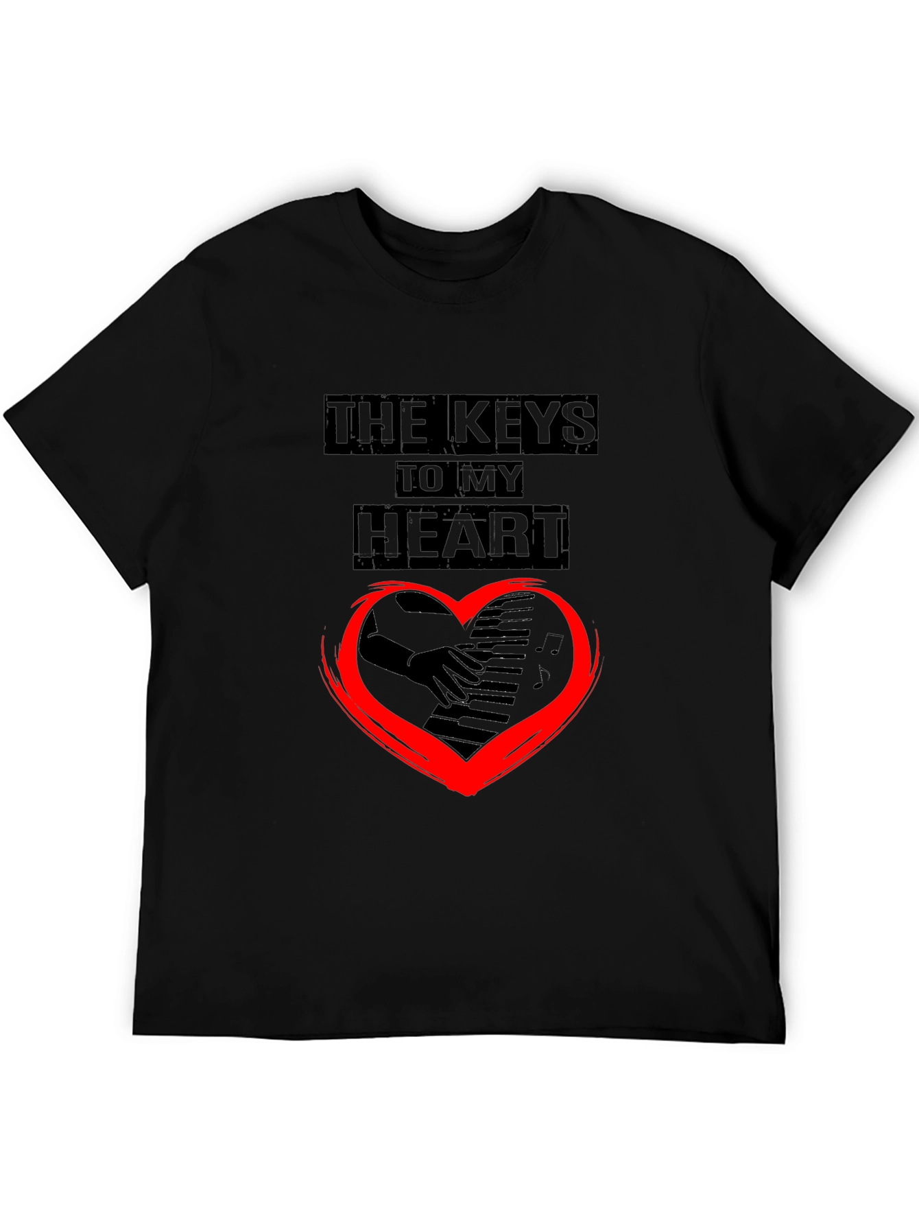 The Keys To My Heart Graphic Black T-Shirt