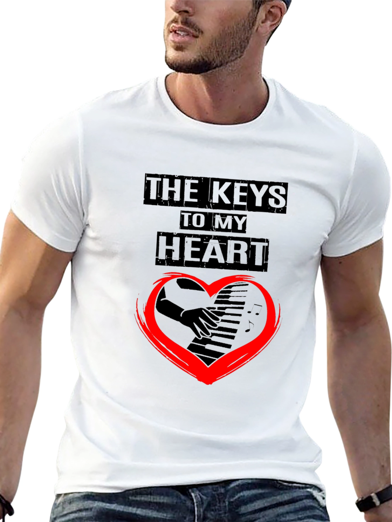 The Keys To My Heart Graphic Black T-Shirt