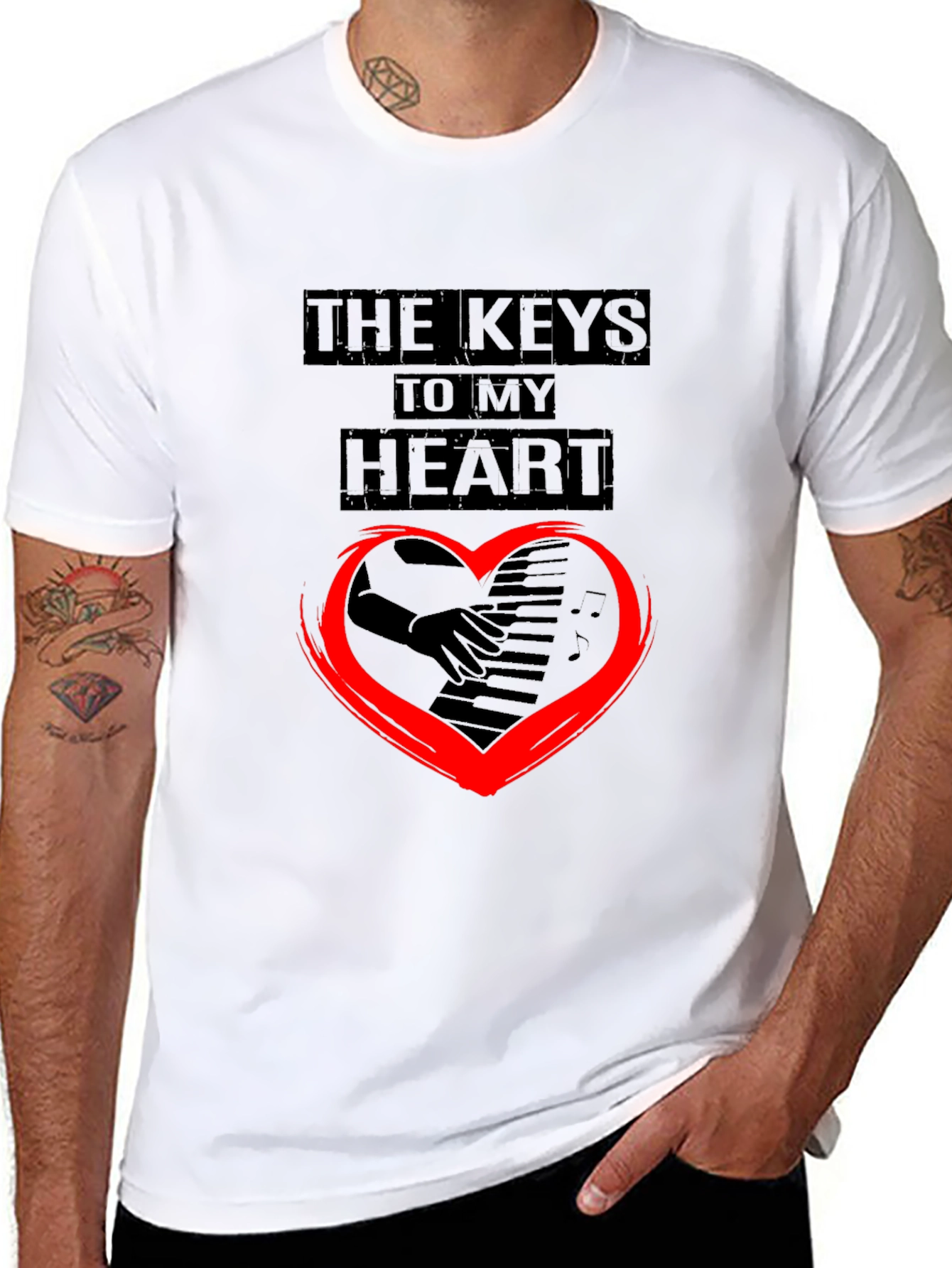 The Keys To My Heart Graphic Black T-Shirt
