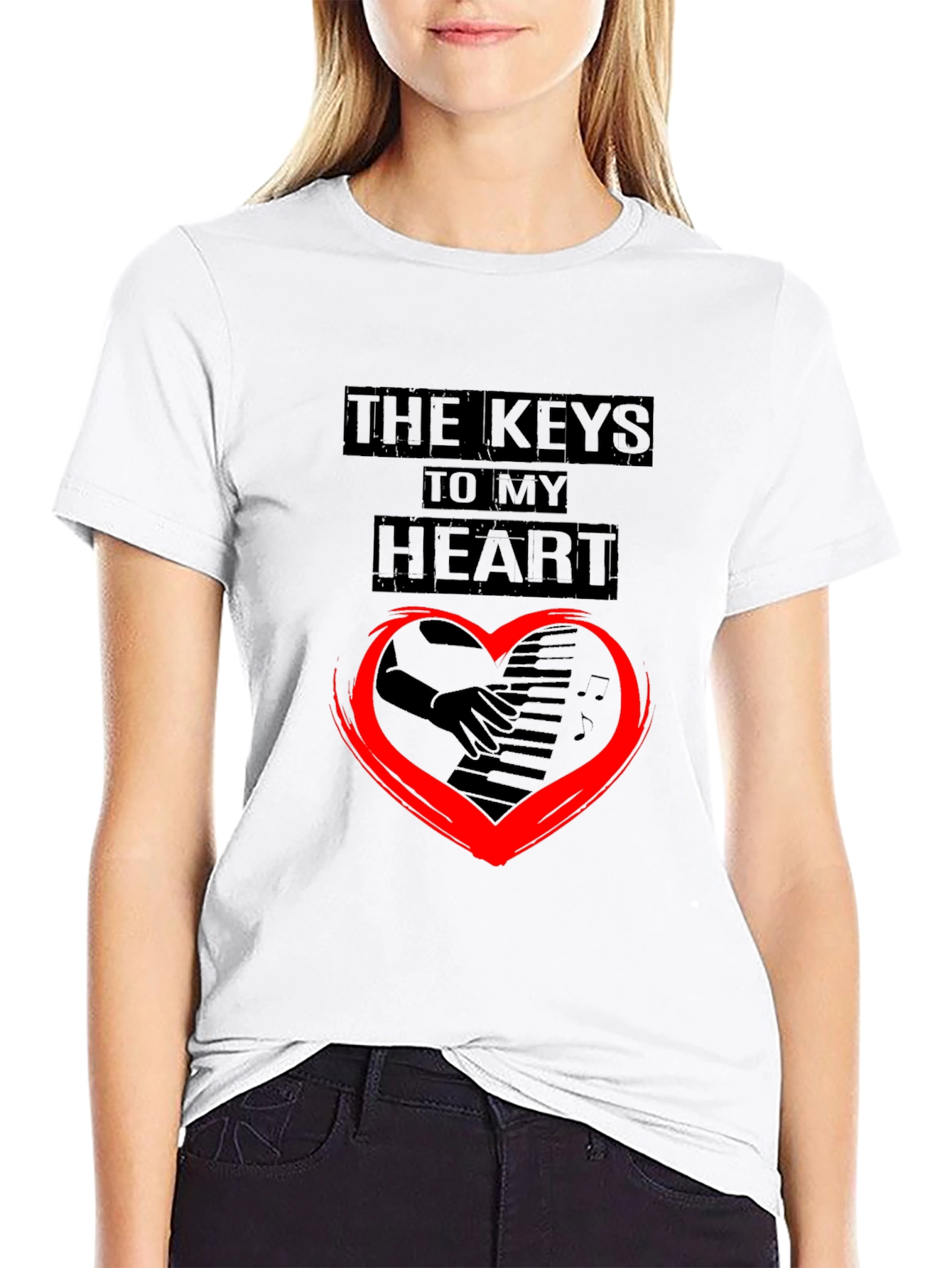The Keys To My Heart Graphic Black T-Shirt