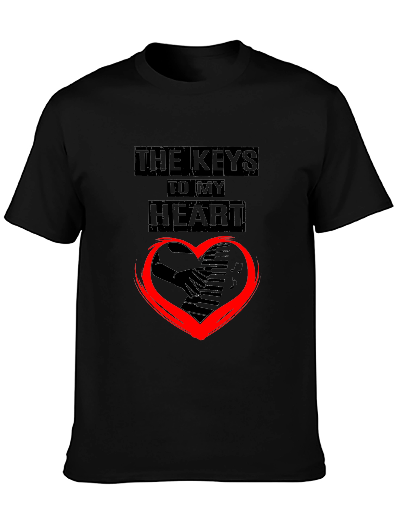 The Keys To My Heart Graphic Black T-Shirt