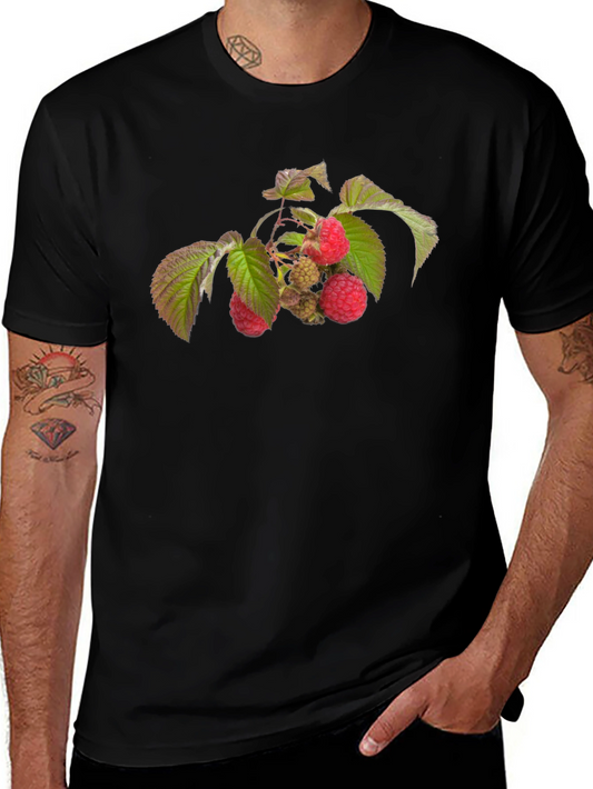 Raspberry Branch Graphic Black T-Shirt