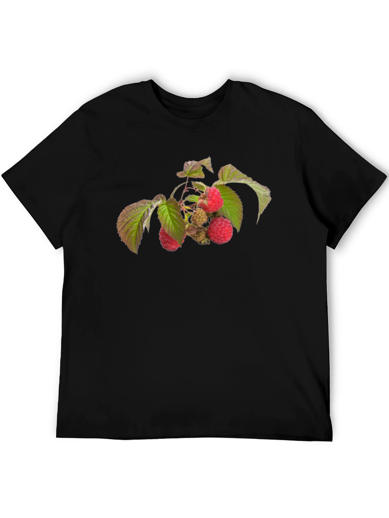 Raspberry Branch Graphic Black T-Shirt