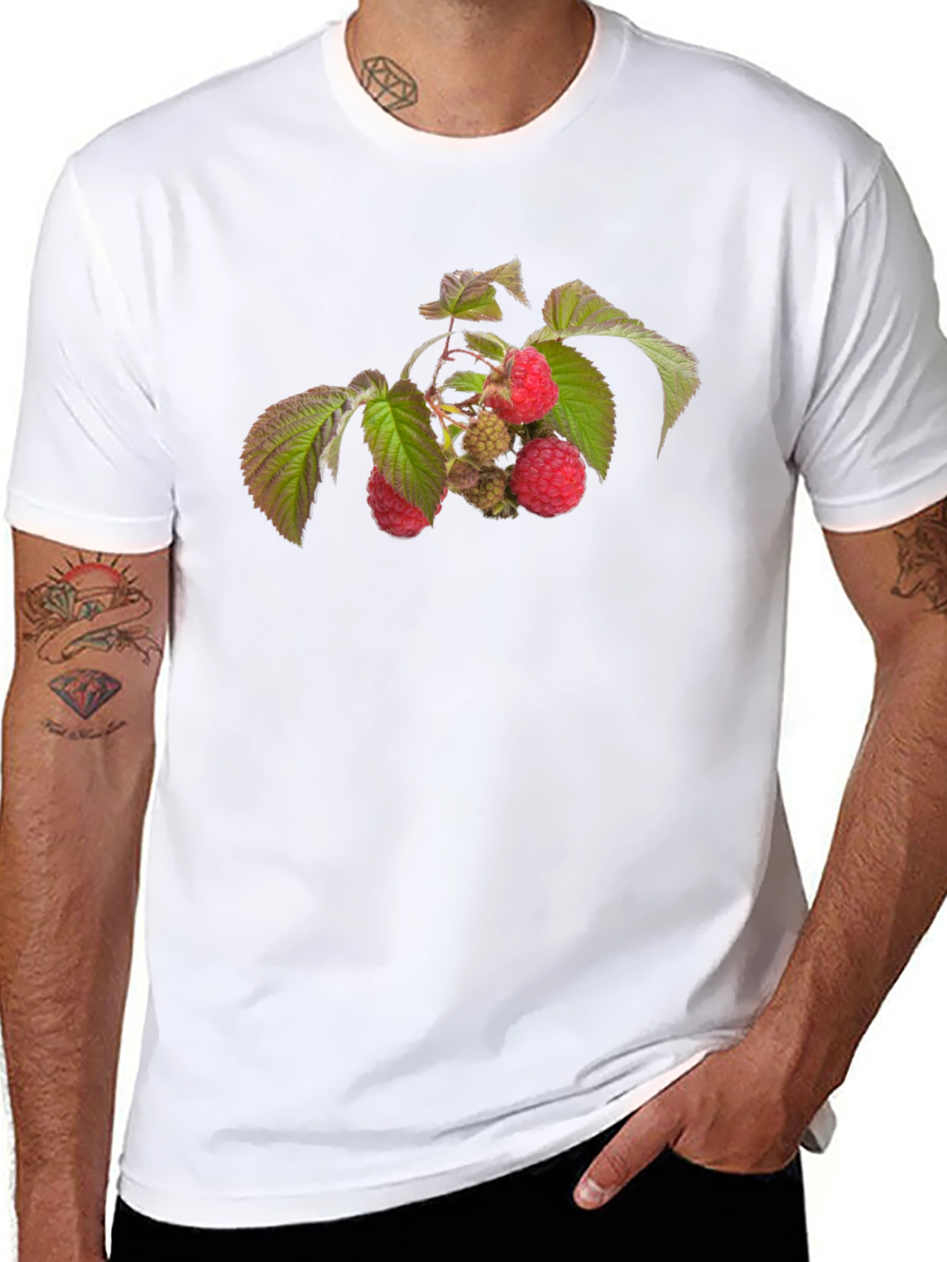 Raspberry Branch Graphic Black T-Shirt