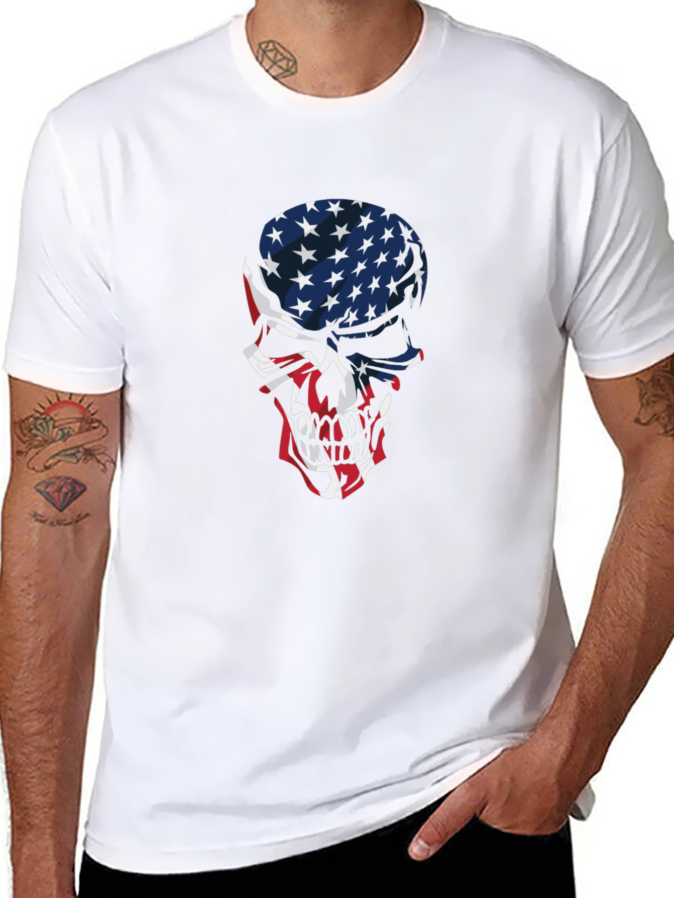 American Flag Skull Graphic T-Shirt