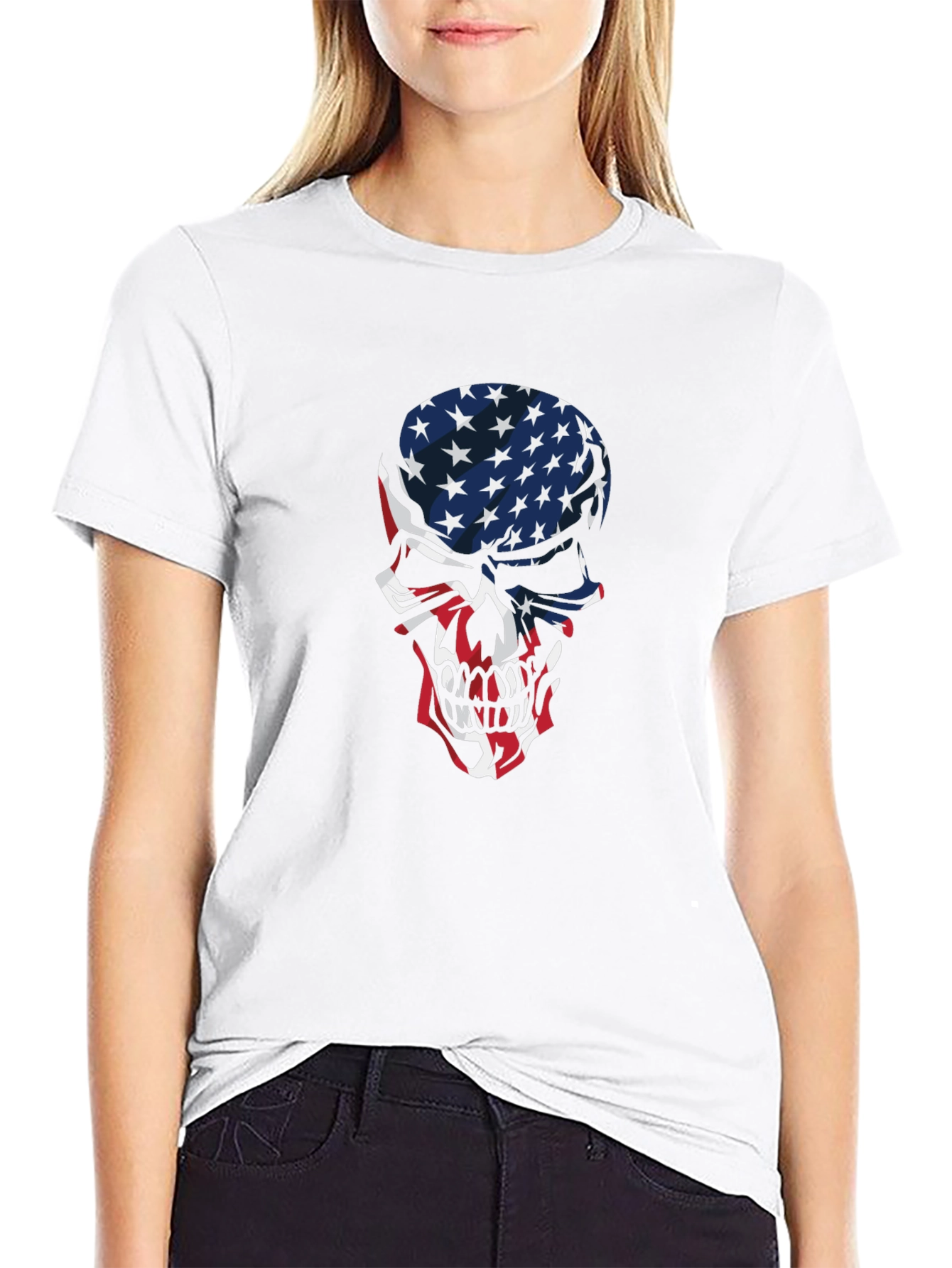 American Flag Skull Graphic T-Shirt