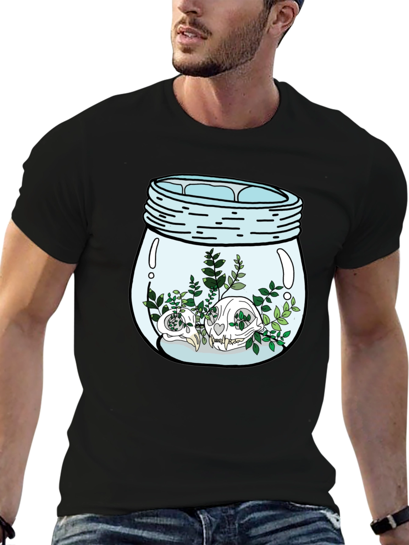 Skull Terrarium Black Graphic T-Shirt