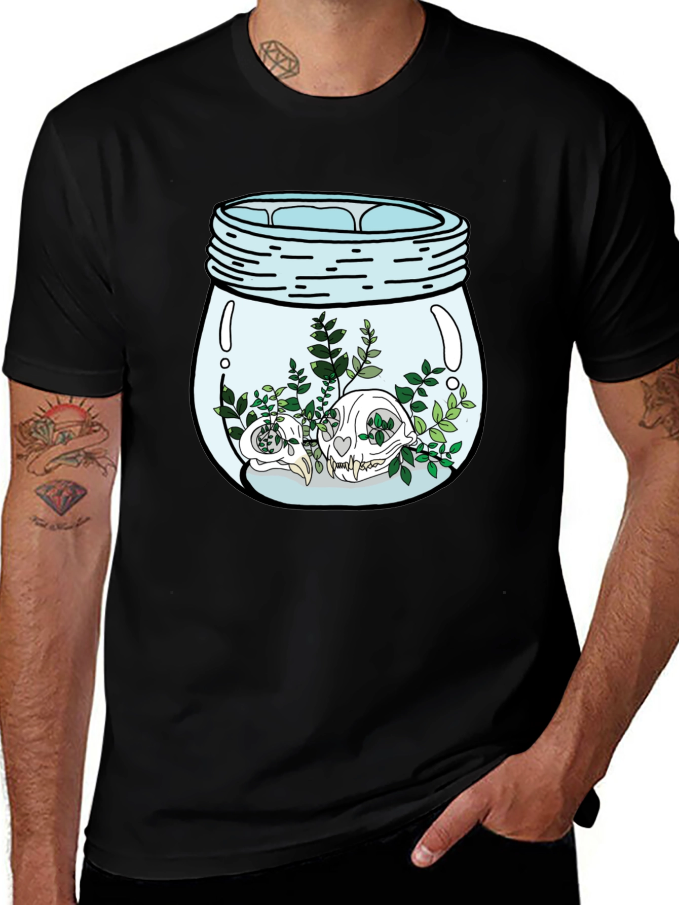 Skull Terrarium Black Graphic T-Shirt