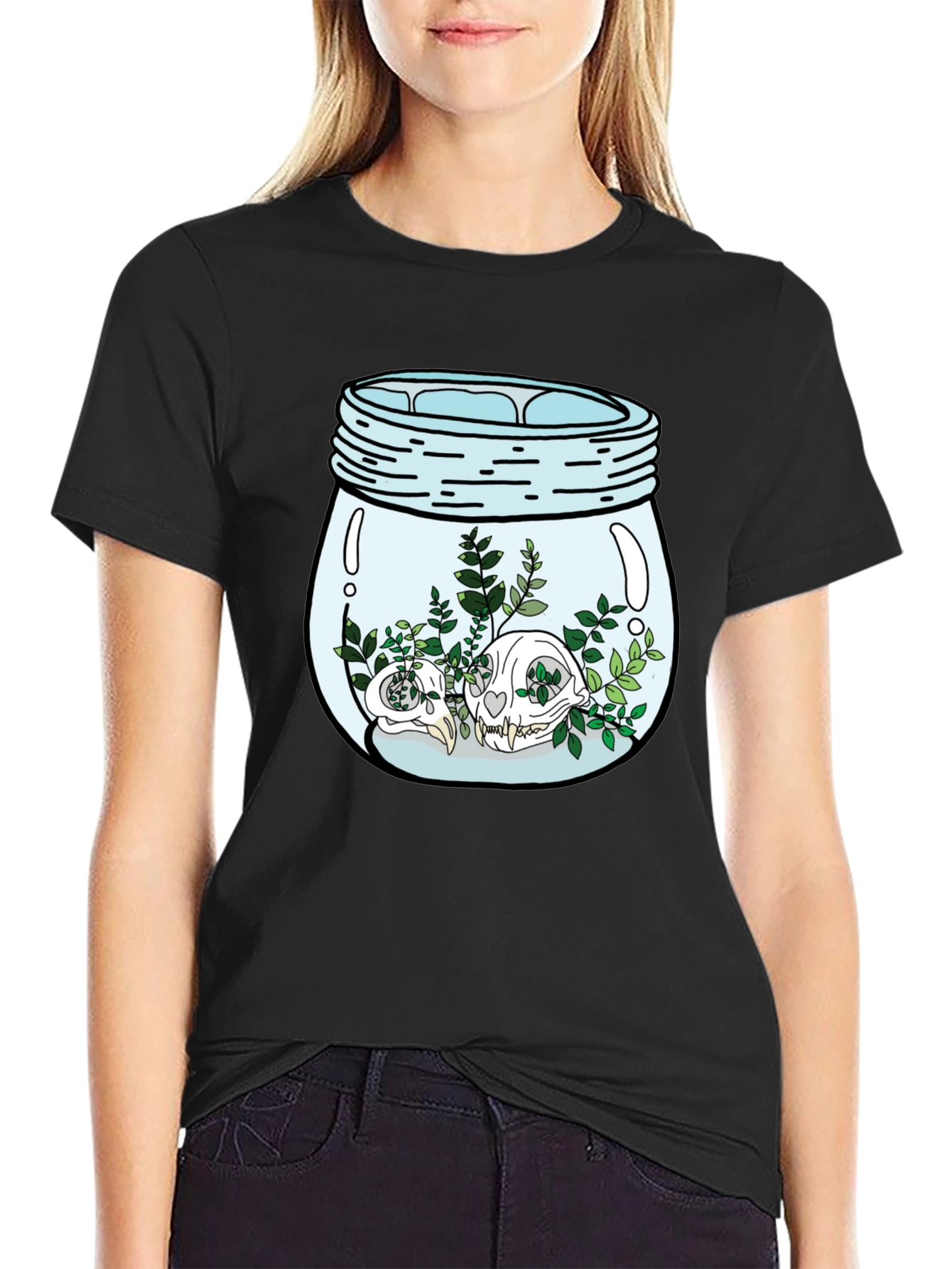 Skull Terrarium Black Graphic T-Shirt