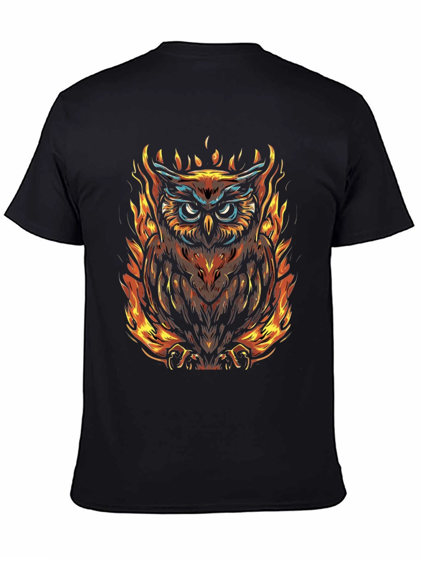 Fiery Owl Graphic Tee - Mens Black T-Shirt