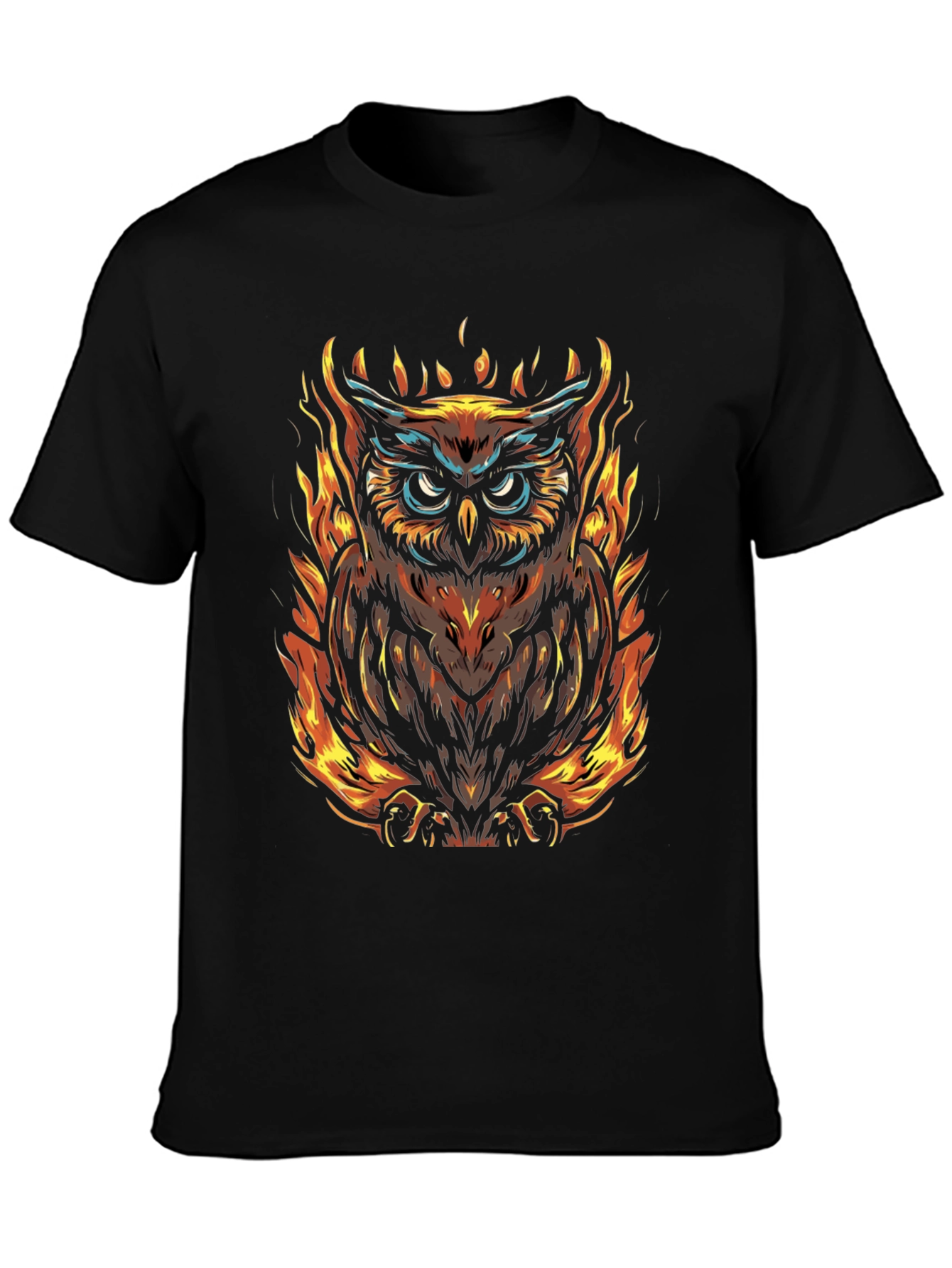Fiery Owl Graphic Tee - Mens Black T-Shirt