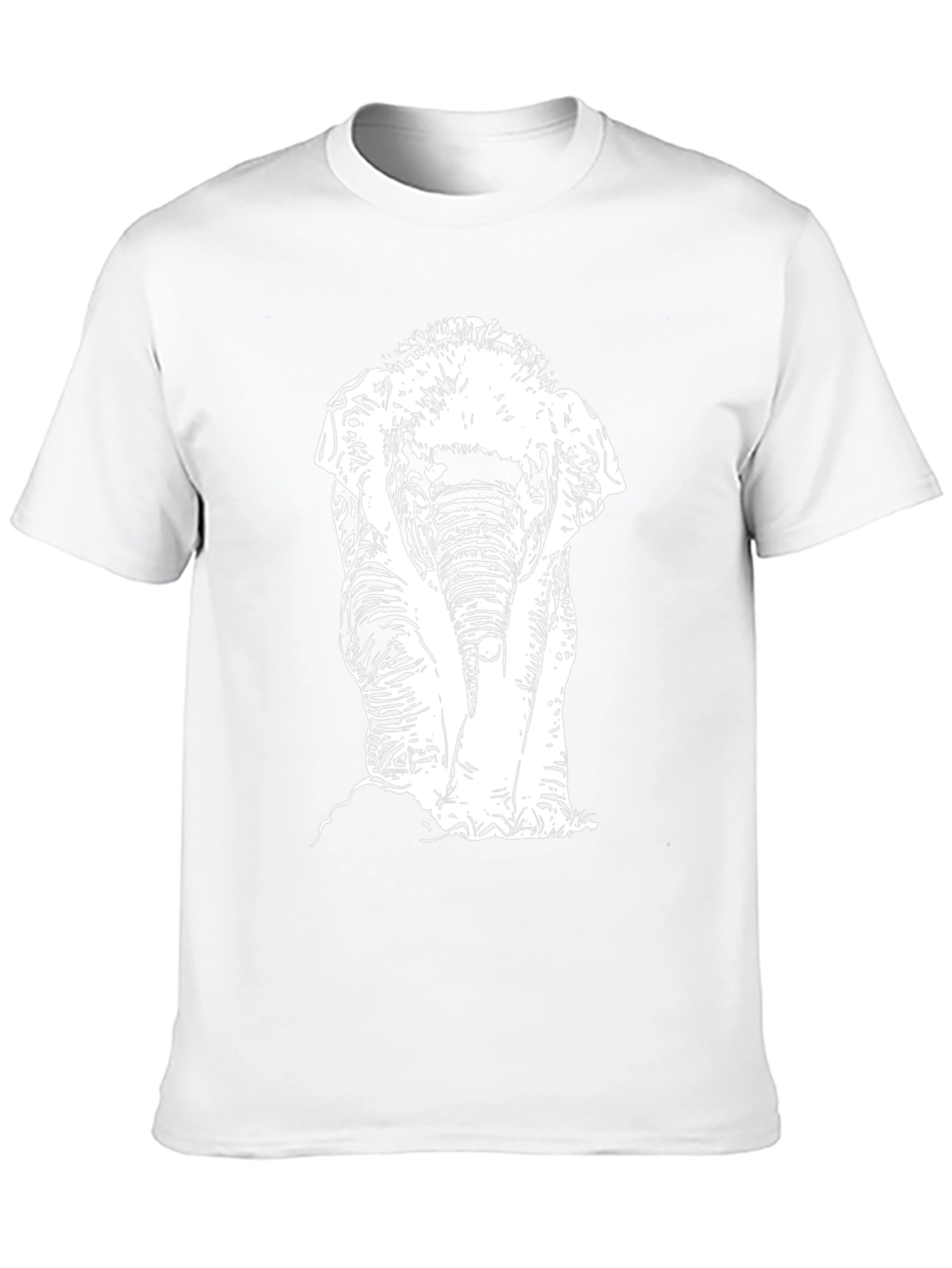 Black T-Shirt with White Elephant Print