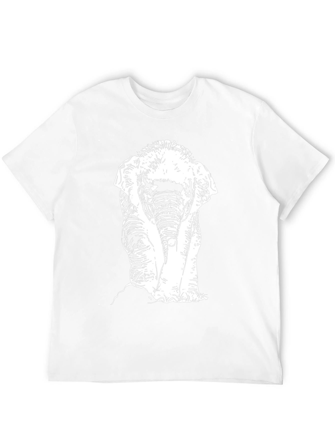 Black T-Shirt with White Elephant Print
