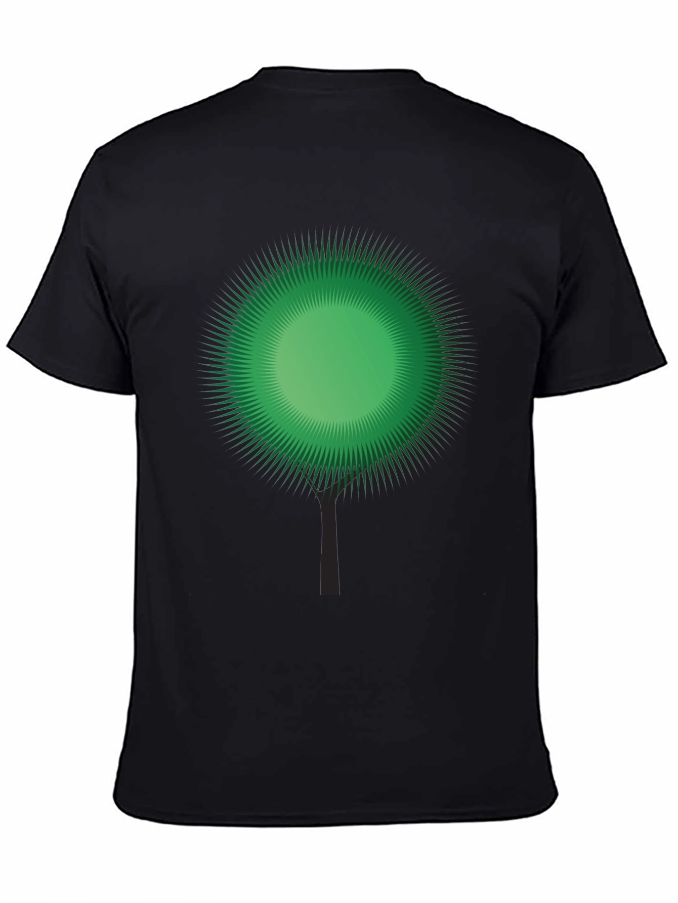 Green Burst Tree Black T-Shirt
