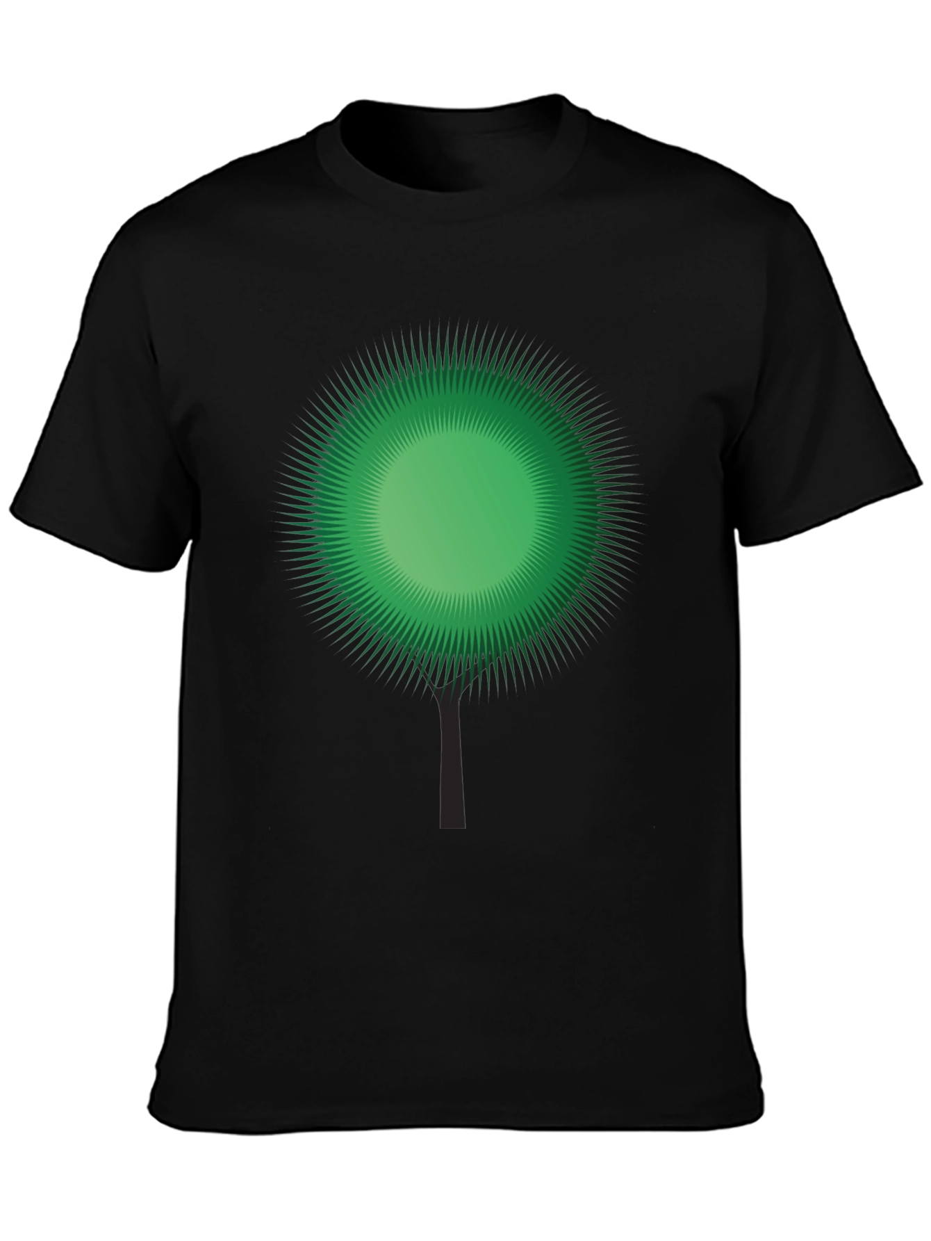 Green Burst Tree Black T-Shirt