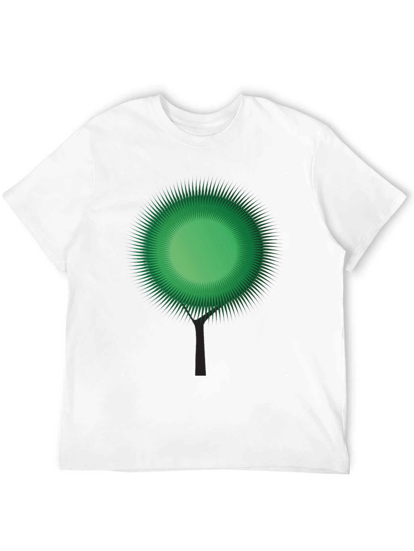 Green Burst Tree Black T-Shirt