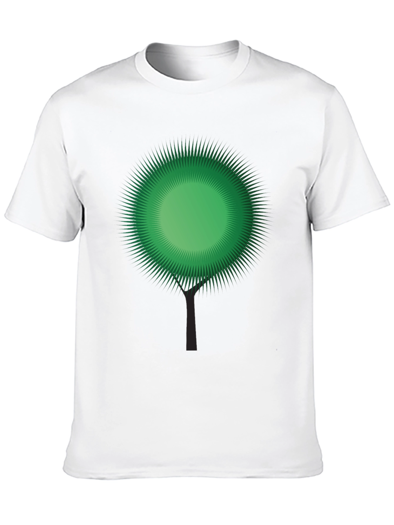 Green Burst Tree Black T-Shirt