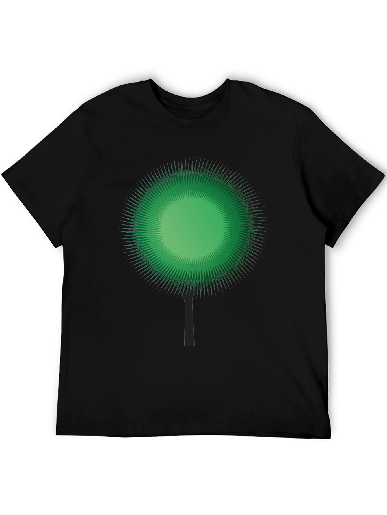 Green Burst Tree Black T-Shirt