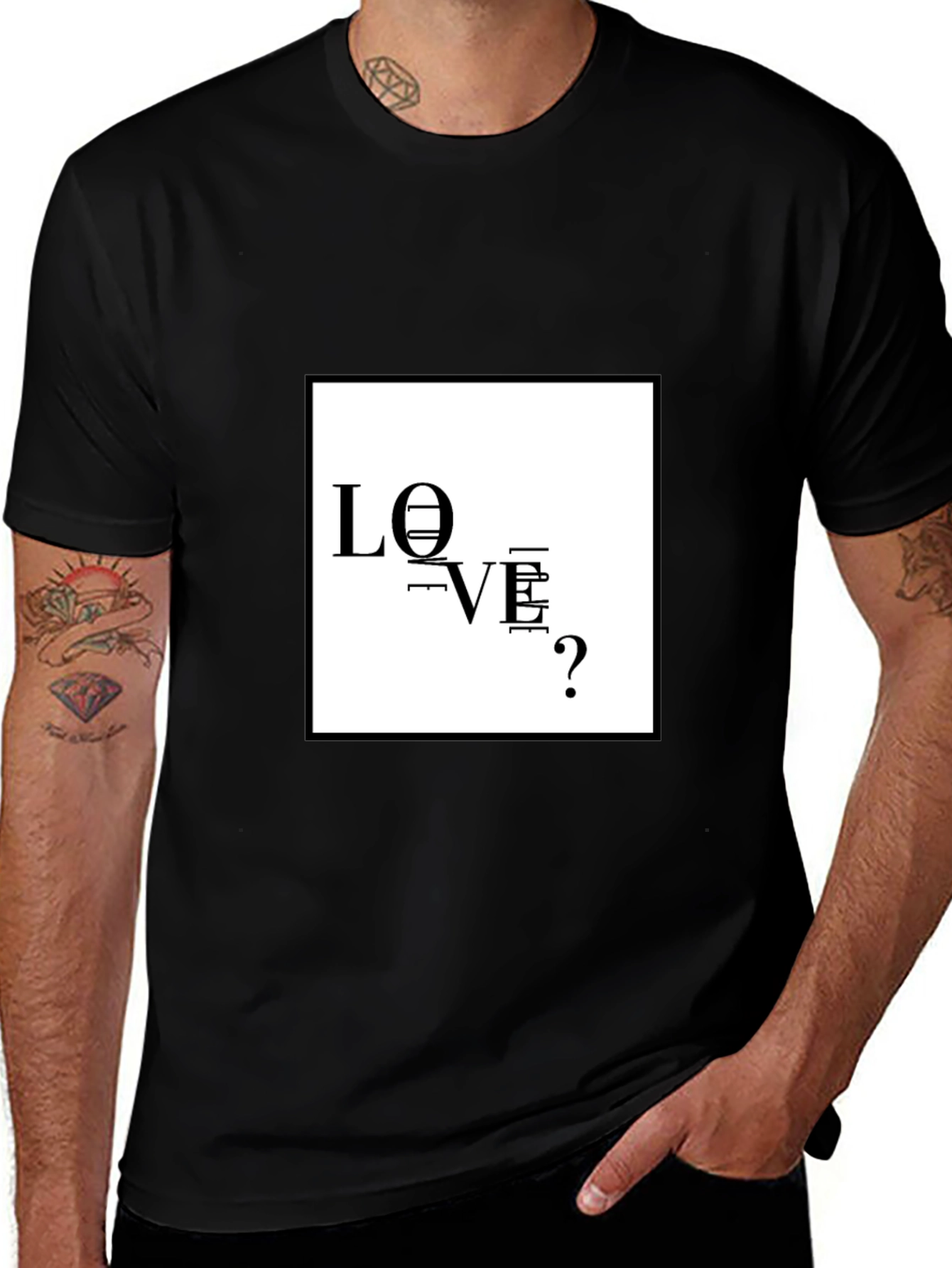 Love Question Black T-Shirt - Modern Graphic Tee