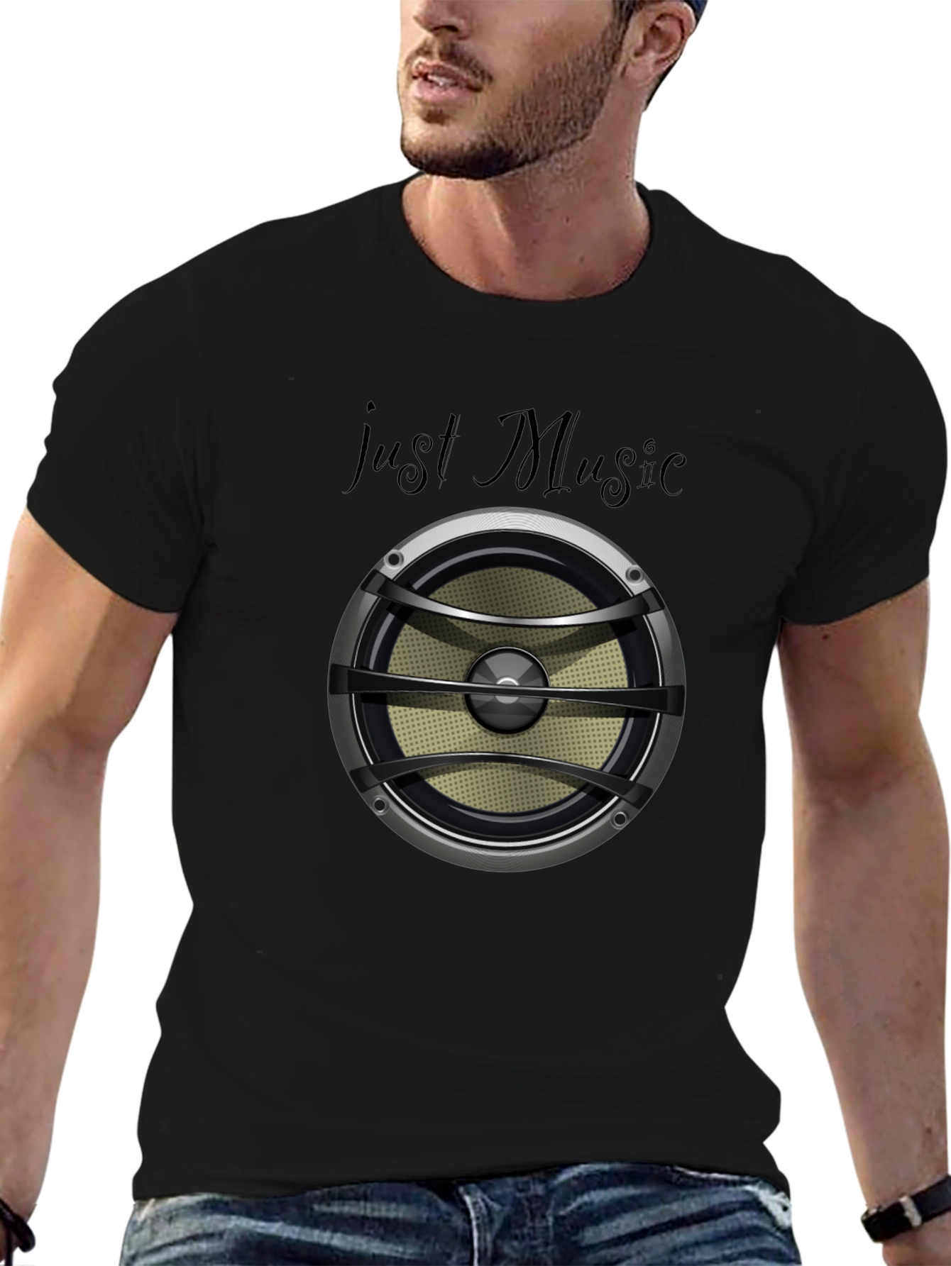 Just Music Speaker Graphic T-Shirt - Black