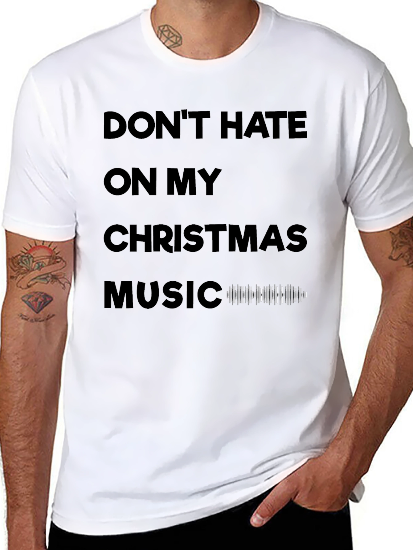 Christmas Music T-Shirt: Dont Hate Holiday Tee