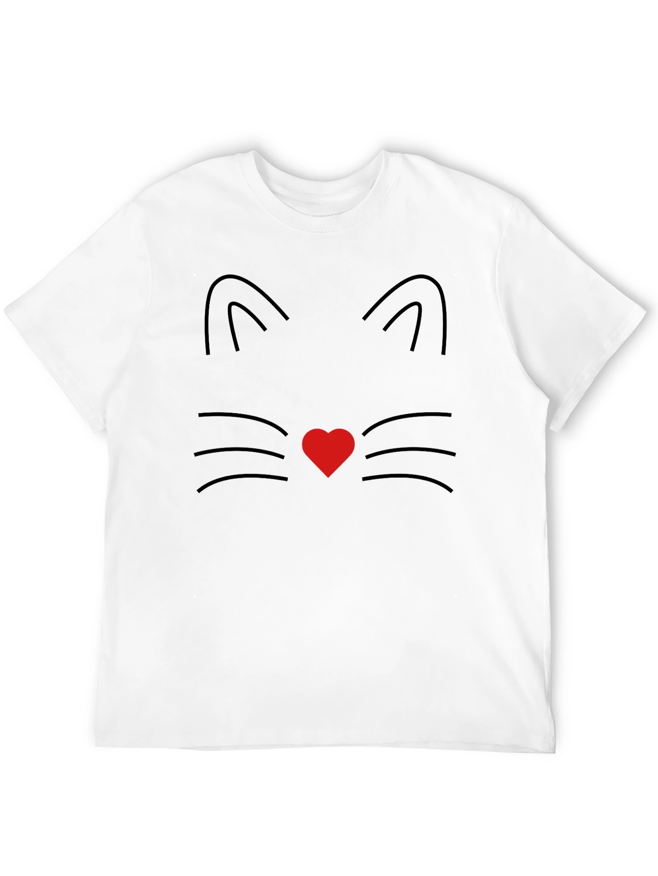 Cute Cat Face Tee - Heart Nose