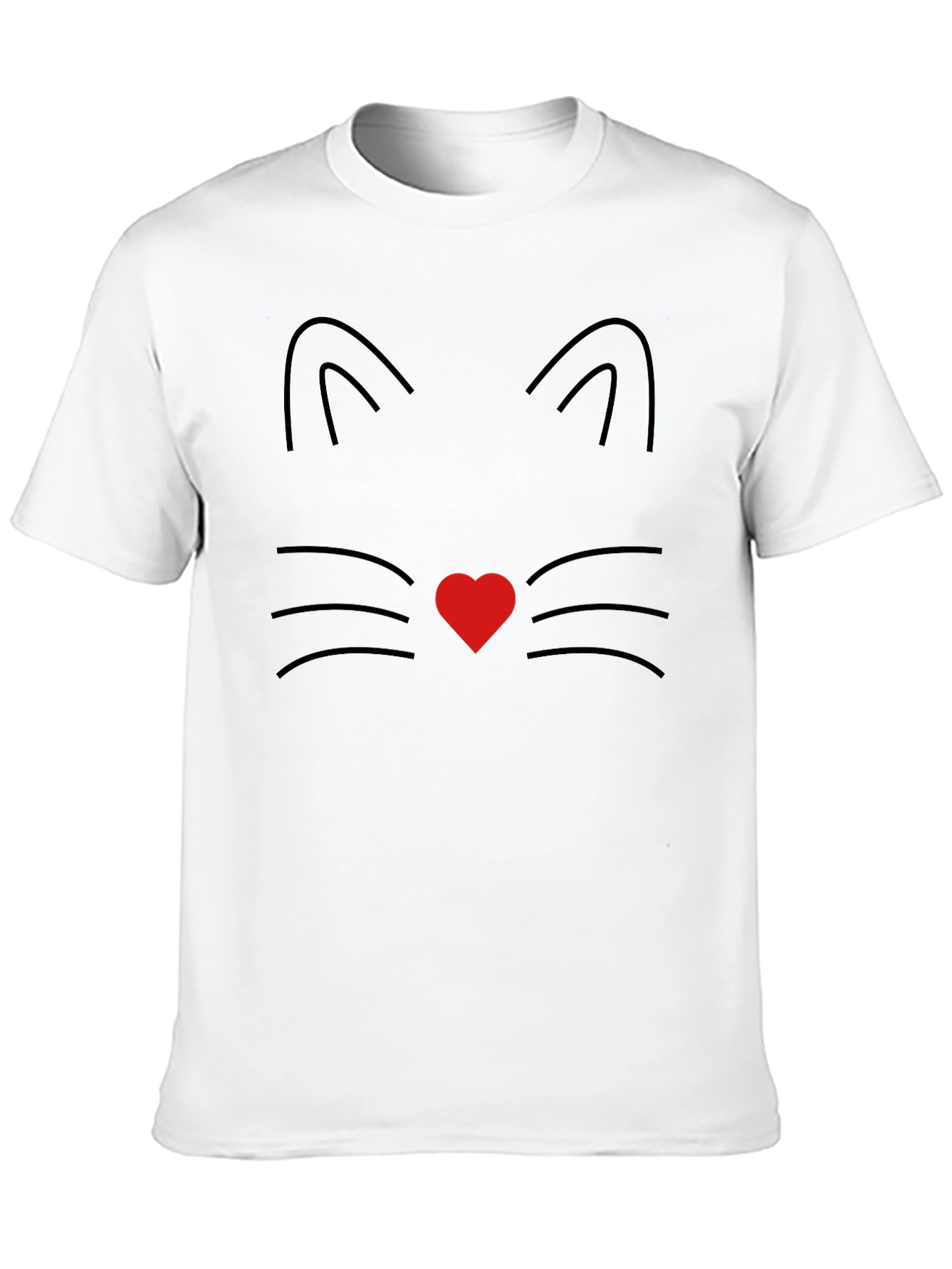 Cute Cat Face Tee - Heart Nose