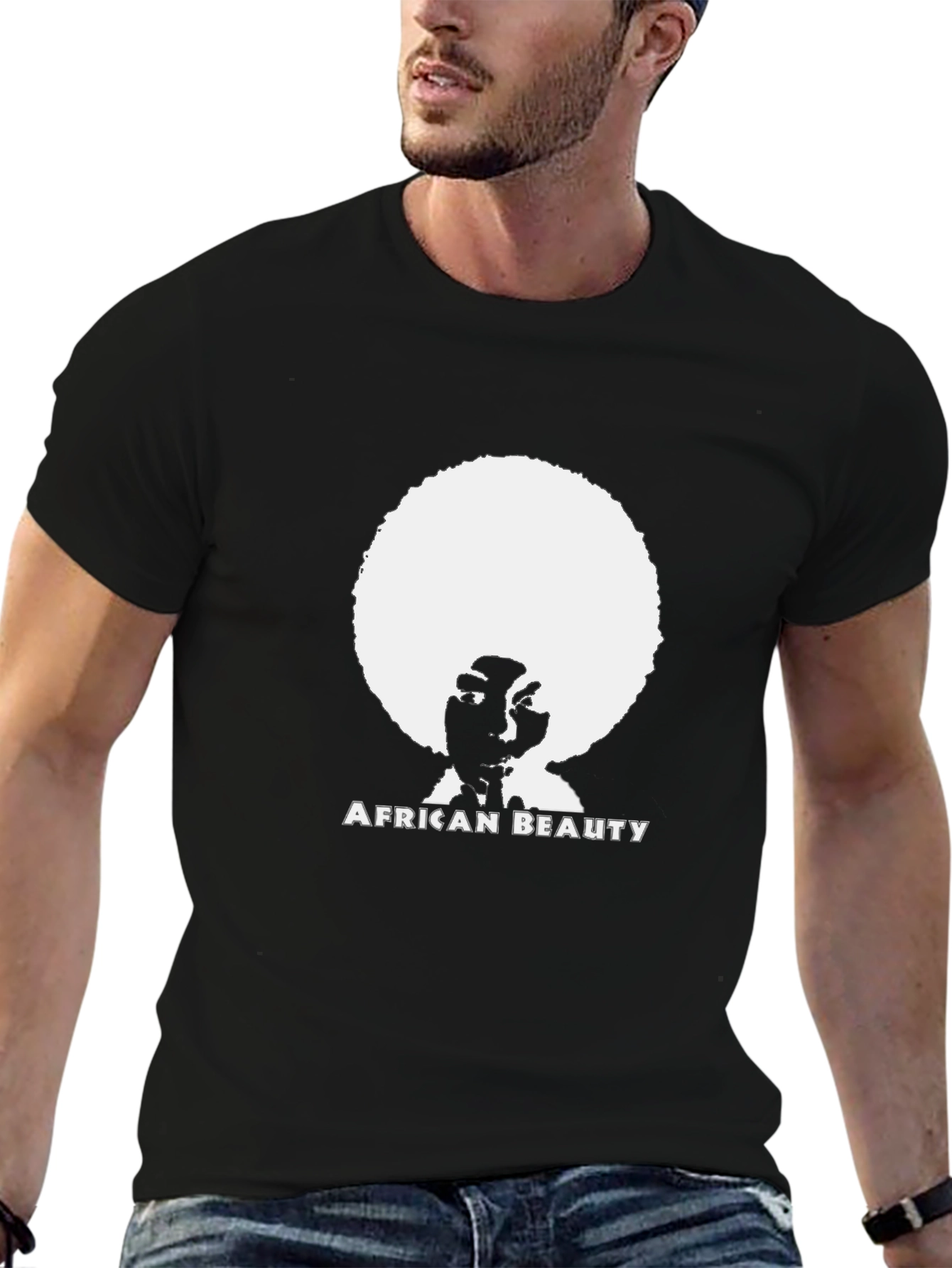 African Beauty Graphic Tee - Stylish Unisex Black T-Shirt