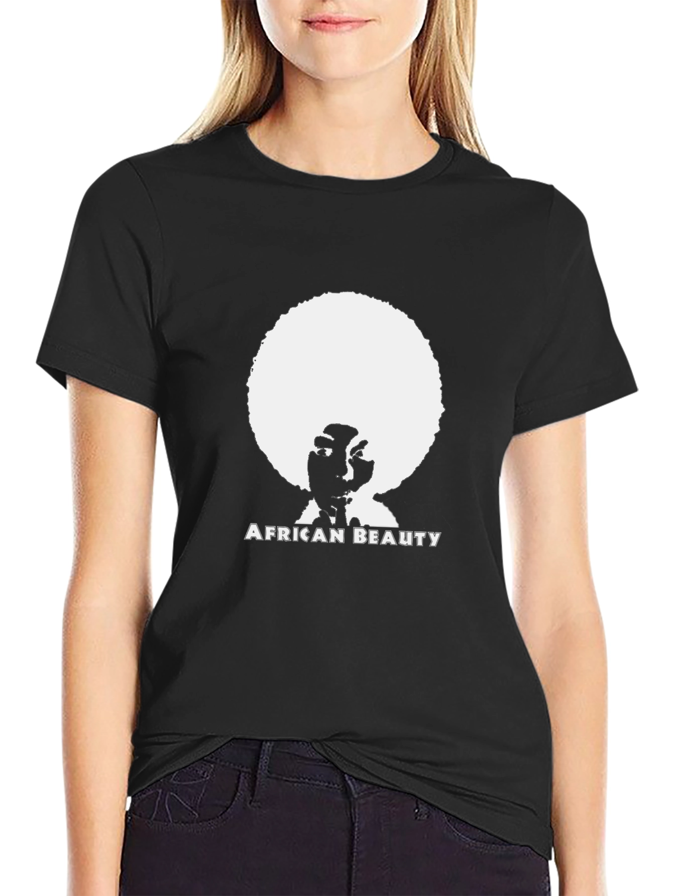 African Beauty Graphic Tee - Stylish Unisex Black T-Shirt